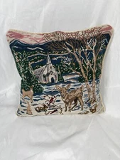 Tapestry Two-Sided Deer Winter Scene Christmas Pillow Cover Winter Holiday Decor