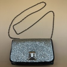 Vintage La Regale Gold Glitter Chain Strap Turn Lock Clasp Shoulder Bag Purse