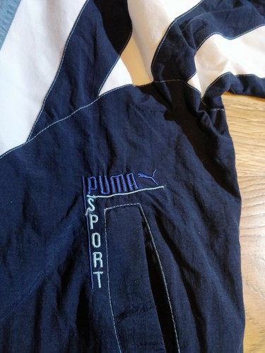 Puma 90's Vintage Mens Nylon Tracksuit Top Jacket Navy Blue Athletic Sports - Picture 4 of 7