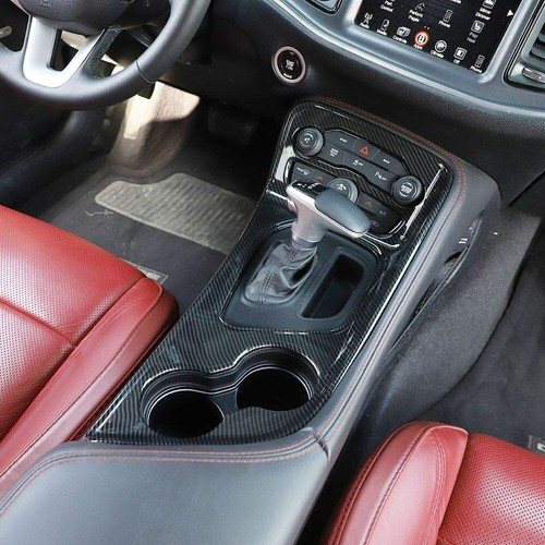 Cubierta interior del panel de cambio de marchas para Dodge Challenger 2015-2019, fibra de carbono - Imagen 4 de 9