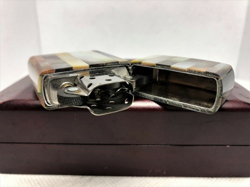 Rare! ZIPPO Full Mother of Pearl GILBERT VANEL Black Shell Case Lighter w Box - Picture 8 of 11