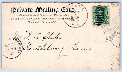 Cambridge Maryland 1906*MD*SEMINARIO FEMENINO*TARJETA POSTAL PRIVADA*ANTIGUO POSTAL - Imagen 2 de 2