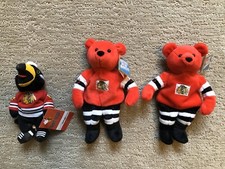 RARE Lot of 3 Chicago Blackhawks Beanie Babies MINT