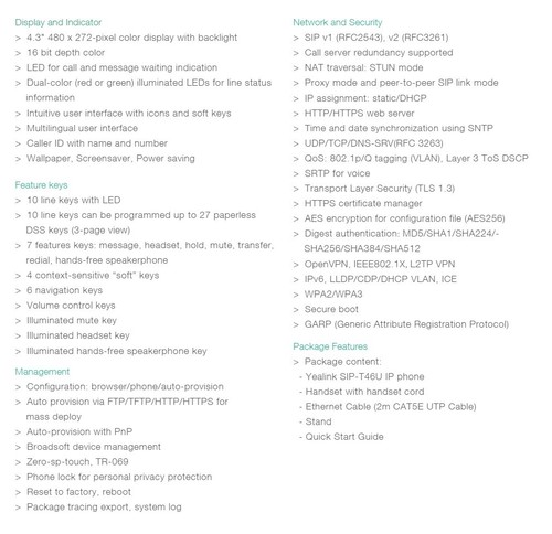 New in Box Yealink SIP-T46U Enhanced Gigabit IP Phone PoE - Afbeelding 10 van 10
