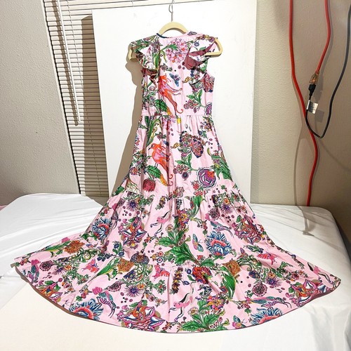 Banjanan Orion Dress Womens S Psychedelia Bonbon Maxi Smocked Floral - Picture 2 of 17
