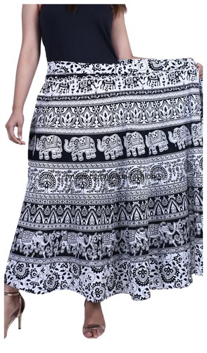 Long Skirt Wrap Around Skirt Women Ethnic Floral Rapron Indian Cotton Printed - Bild 18 von 52