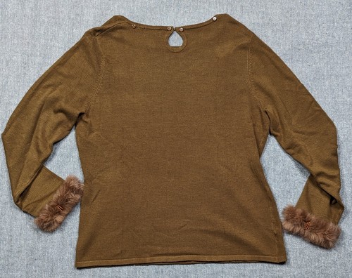 NY Collection Top/sweter Brown Large Long Sleeves Acrylic/Nylon - Picture 2 of 5