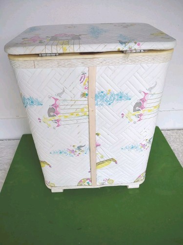 Vintage 1960s Redmon Circus Clowns Kids Child Baby Nursery Clothes Hamper Basket - Picture 6 of 8
