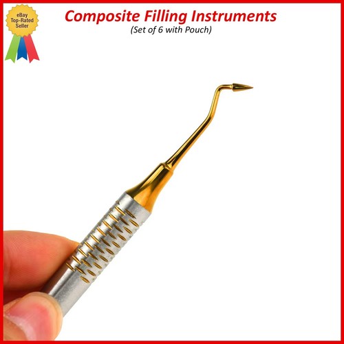 Dental Komposit Füllungsinstrumente 6er Set Restaurationen Gold mit Etui - Bild 4 von 4