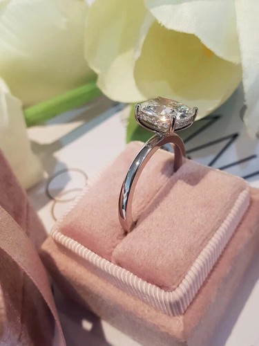2Ct Lab Grown Diamond Wedding Ring IGI Certified Cushion Cut 950 Platinum - 第 2/12 張圖片