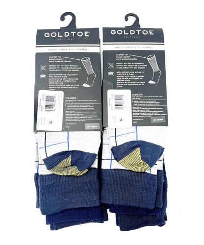6 Pair Gold Toe Edition Men's Crew Dress Formal Socks Blue Size 6-12.5 - Picture 4 of 5