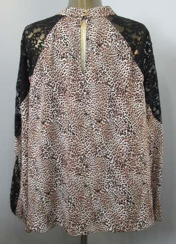 NWT Bold Elements Animal Print Top Women Size 1X Chest 48 Keyhole Lace 225-32430 - Picture 3 of 7