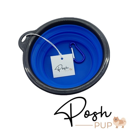 Cuenco plegable portátil plegable de silicona azul de 5" para mascotas de Posh Pup - Imagen 6 de 11