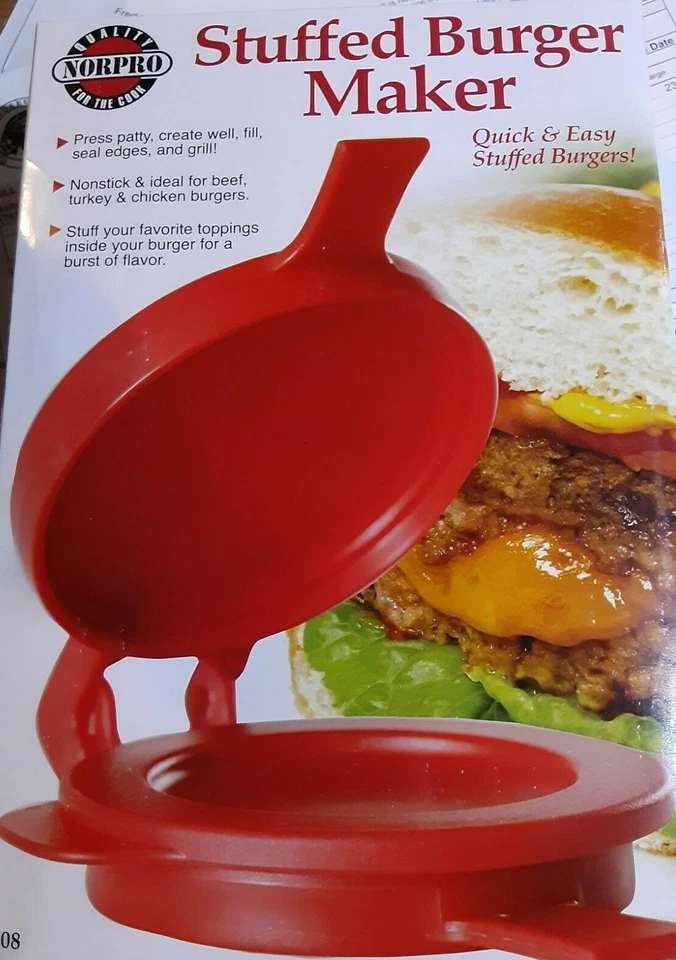 Prensa de hamburguesas rellenas antiadherente Norpro "Rápida y fácil grandes hamburguesas rellenas" Foto 2 de 3