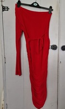One sleeve bodycon red midi tie dress- size 10