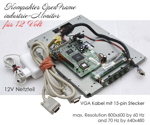 SCHÖNER INDUSTRIE 30cm 12" TFT 4:3 MONITOR OPENFRAME DISPLAY PREH MIT 12V NT M10 - Bild 5 von 8