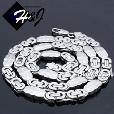 24"MEN Stainless Steel 8mm Silver Flat Byzantine Box Chain Necklace Bracelet 159