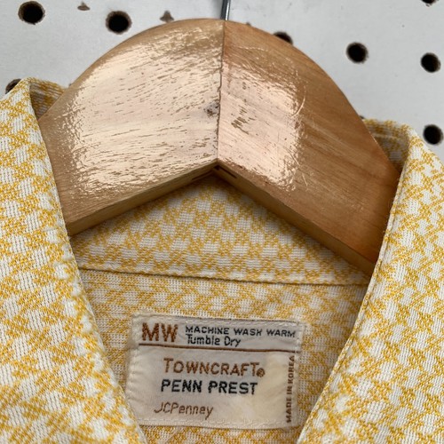 VTG Town Craft Penn Prest JC Penny Button Pocket Shirt Yellow Fits Adult L 20x29 - Picture 7 of 12
