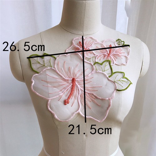 Lotus Floral Applique Patch Organza Leaf Embroidery Lace Sew on for Dress Gown - Picture 19 of 21