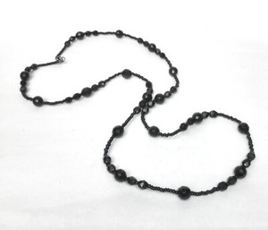 Black-Jet-French-Glass-Beads-Necklace-Jewelry-Art-Deco-Revival-1980s