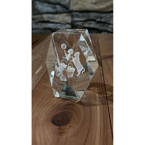 Cat 3D laser etched crystal glass Cube Kitten/Cat Statue, Paper Weight