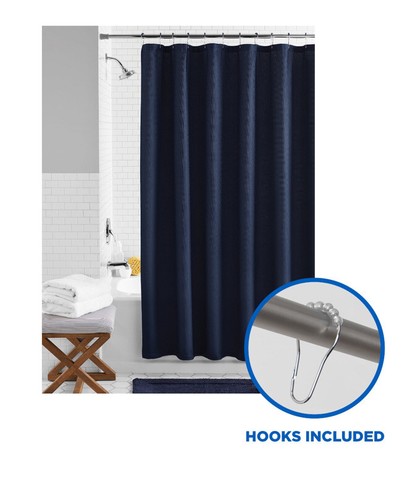 Mainstays Stoff Duschvorhang mit Haken Blue Cove Waffel 72 x 72 in 13 Stück  - Bild 2 von 7