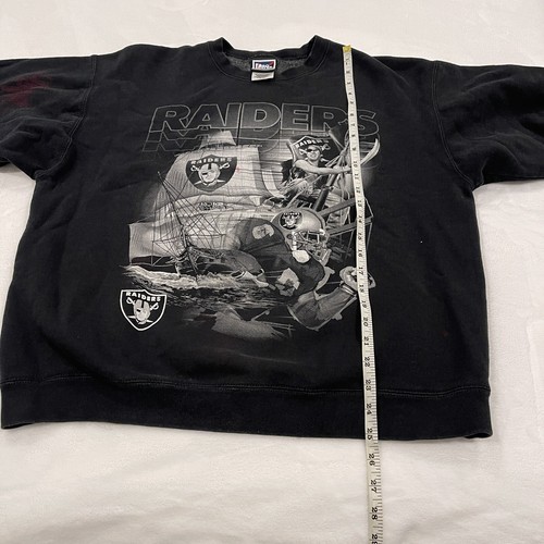 Pro Player Oakland Raiders Football Pullover Crewneck Black Vintage Mens XL READ - Picture 10 of 11