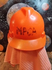 MSA HiViz V-Gard Orange Hard Hat with Ratchet Suspension Front Brim Medium