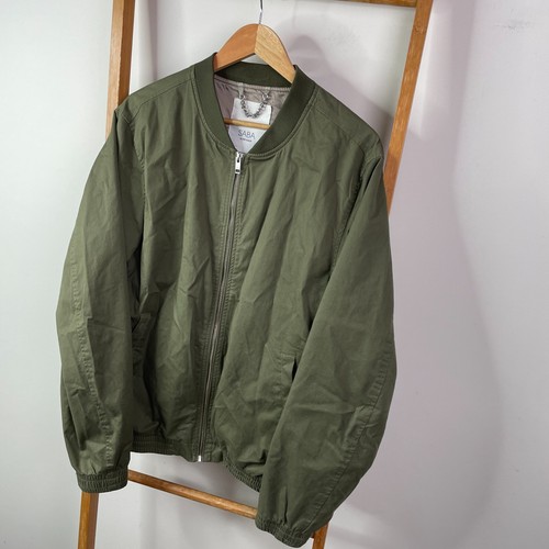 Saba Outerwear Bomber Jacket Mens Large Green Full Zip Long Sleeve Lined Casual - Picture 3 of 11