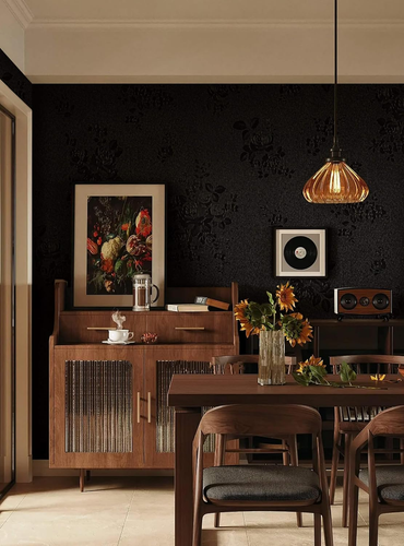 Wallpaper 78.7"x17.3" Thicken Embossed Flower Peel and Stick Wallpaper Black ... - Picture 3 of 12