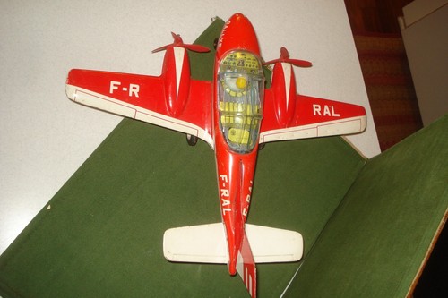 1960'S VINATGE RALLYE FRENCH TOY AIRPLANE, TIN FRICTION MECHANISM w/PROPELLERS - Picture 11 of 11