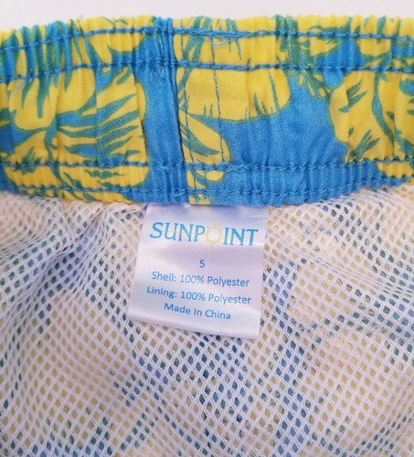 Sunpoint Boys Sz 5 Swim Trunks Tropical Floral Print Multicolor Bathing Suit - Picture 4 of 9
