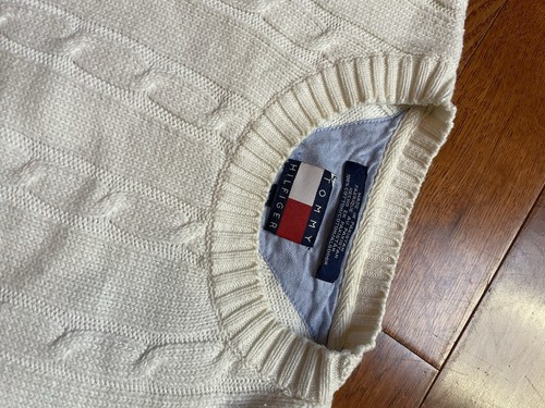 Mens Fisherman Preppy Nautical Cable Knit Sweater 100% Cotton Tommy Hilfiger (L) - Picture 9 of 13