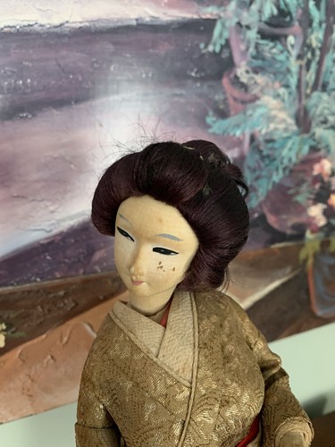 Bambola geisha vintage giapponese AUTENTICA Nishi & Co. 14” fatta a mano - Foto 3 di 12
