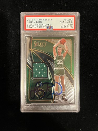 Larry Bird Signed 2019 Panini Select Jersey Swatch PSA NM-MT 8 AUTO 10 Autograph - Picture 5 of 5