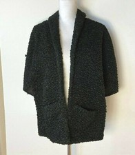 Vintage Black Curly Lambs Wool Shrug Wrap Stole Cape Coat Medium Evening Party