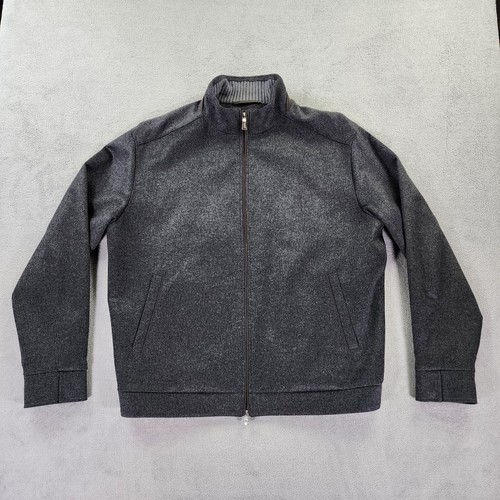 Peter Millar Crown Jacket Mens XL Charcoal Gray Full Zip Wool Cashmere Blend