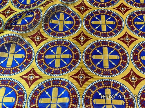 Ecclesiastical Liturgical Vestments Metallic Greek Brocade With Crosses - Picture 3 of 6