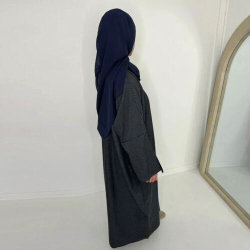 Open Kaftan Abaya Dubai Women Long Dress Modest Muslim Robe Gown Ramadan Clothes - Foto 8 di 21