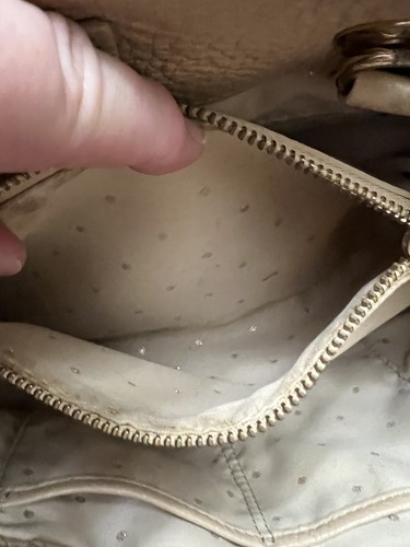 KATE SPADE Leather Coast Maryanne Quiltd Beige Tote Satchel Bag Gold Chain Strap - Picture 11 of 18