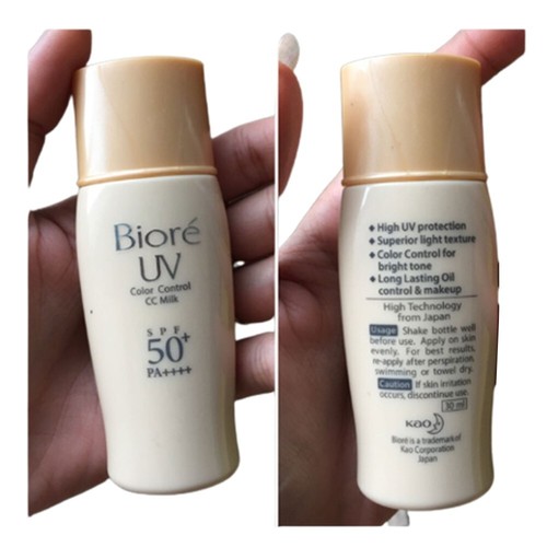 Sunscreen Facial Biore SPF50+ PA++++ UV Control Milk Makeup Base BEIGE 30 ml x 2 - Picture 3 of 9