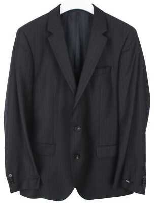 Hugo Boss Huge / Genius Slim Fit Blazer Herren US 40R Wolle Nadelstreifen Kerbe