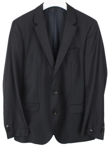HUGO BOSS Huge/Genius Slim Fit Blazer Men's US 40R Wool Pinstriped Notch Lapel - Picture 1 of 12