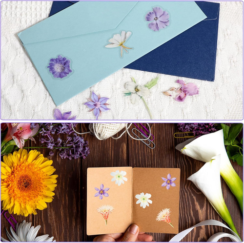 Natural Flower Stickers for Scrapbooking, 124 Pcs PET Scrapbook Stickers Includi - Bild 5 von 12
