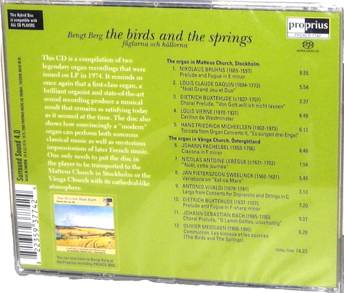 PROPRIUS SACD PRSACD-7742: Die Vögel und die Quellen, BENGT BERG, 2006 SCHWEDEN SS - Bild 2 von 2