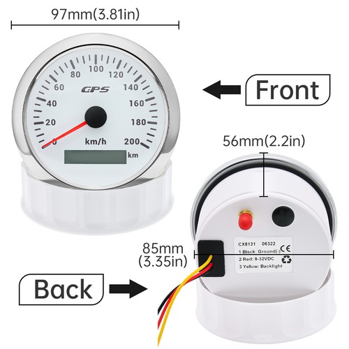6 Gauge Set 85mm GPS Speedometer 60knots Tachometer Waterproof For Boat Car ATV - Picture 6 of 22