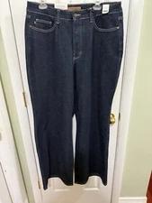 Judy Blue Jeans Tummy Control Top Retro Wide Leg Stretch Blue Denim Sz 18W NWT