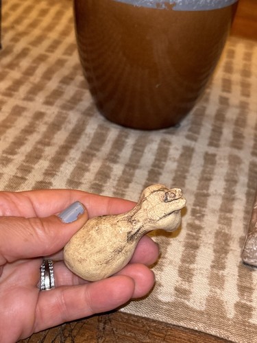 Vintage Handmade Pottery Laying Down Tan Patterned Cat MCM - Picture 5 of 8