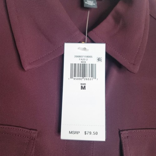 Camisa para mujer Lauren Ralph Lauren roja mediana poliéster manga larga con lengüeta enrollable - Imagen 5 de 5