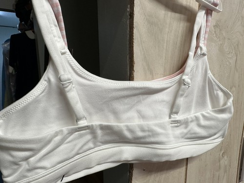 Four Pk.Girls Cotton Sports/Training Bras Pink Striped And Solid White XL 14/16 - Picture 4 of 4